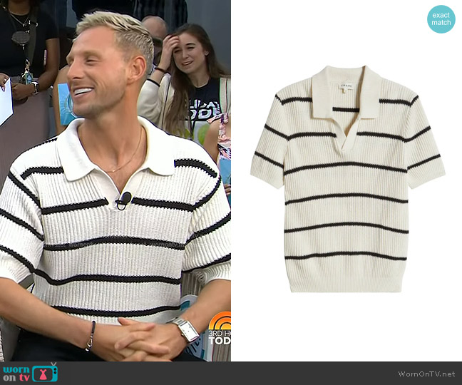 Frame Stripe Cotton & Silk Polo Sweater worn by Fraser Olender on Today