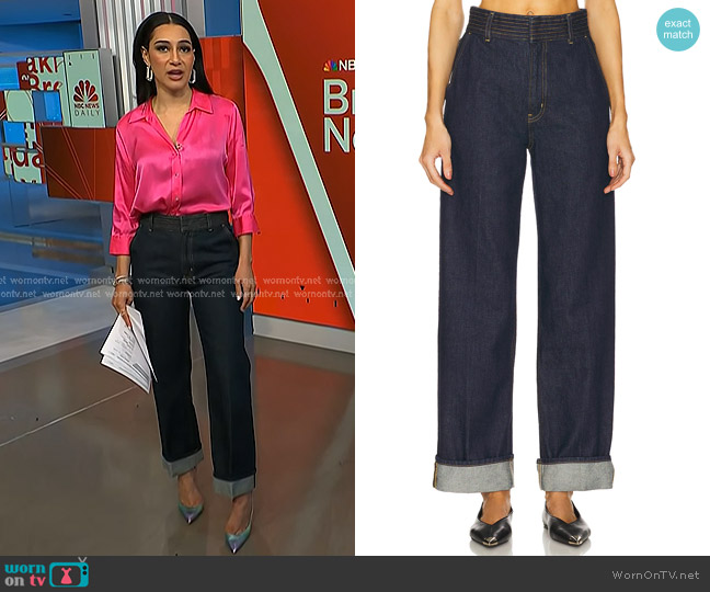 Frame The Trapunto Trouser Rinse Jeans worn by Morgan Radford on NBC News Daily