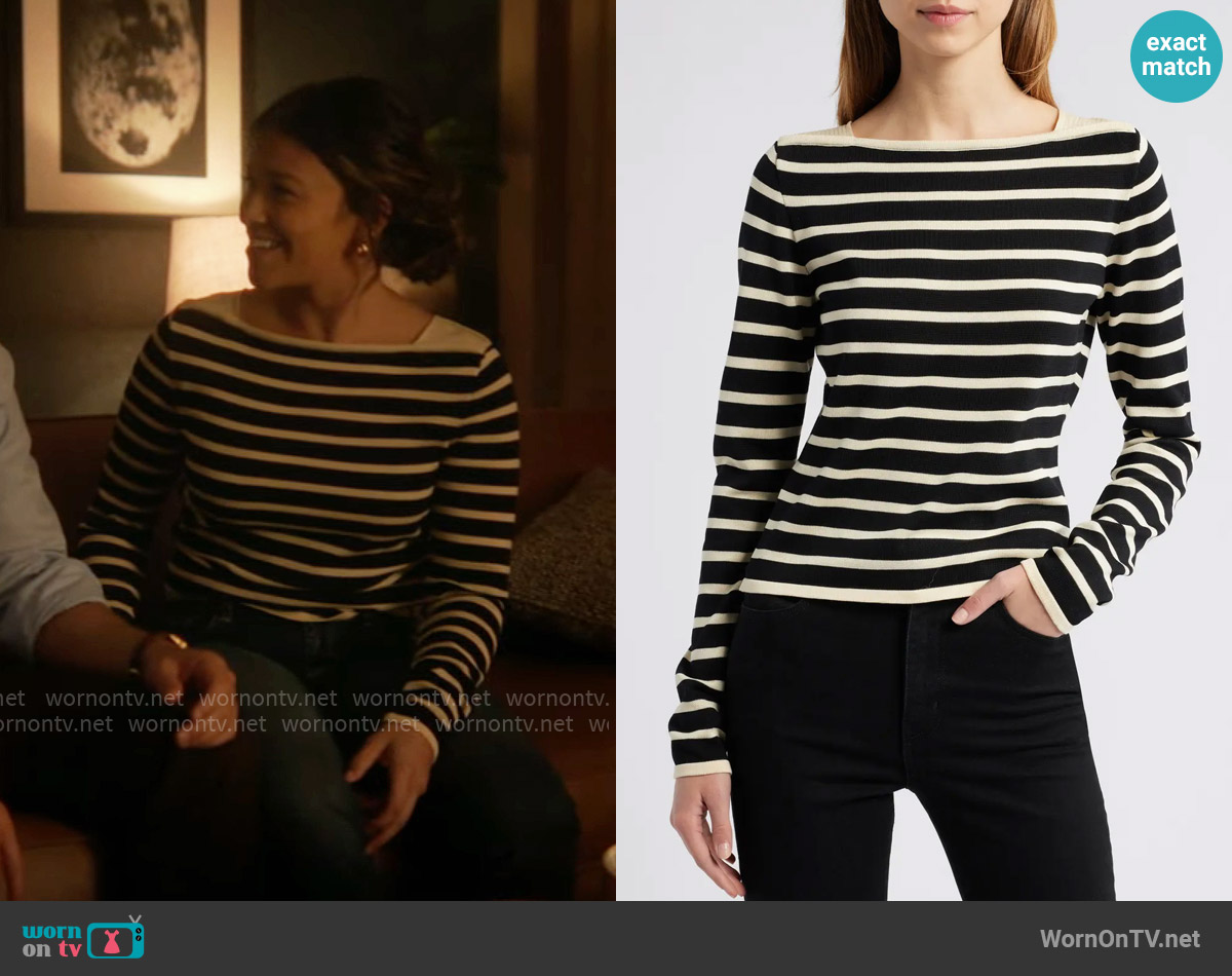 Frame Stripe Square Neck Cotton Sweater worn by Marion Alba (Gina Rodriguez) on Will Trent