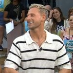 Fraser Olender’s white striped ribbed polo on Today