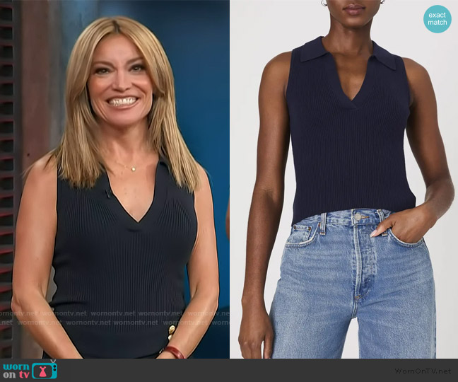 French Connection Mozza Knit Sleeveless Vest worn by Kit Hoover on Access Hollywood