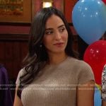 Gabi’s beige ribbed sweater dress on Days of our Lives