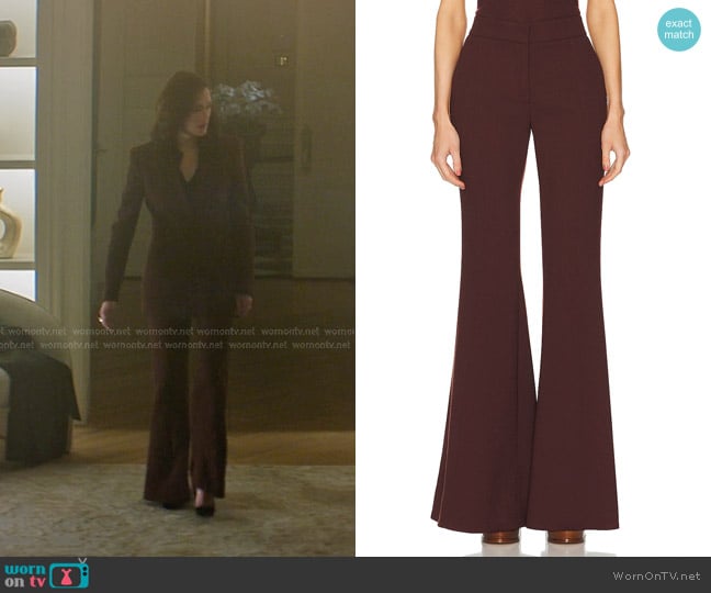 Gabriela Hearst Desmond Pant in Deep Bordeaux worn by Kate (Charlotte Ritchie) on You