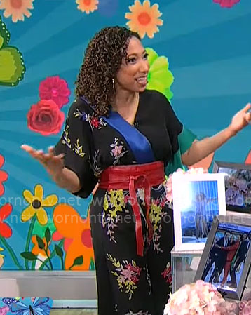 Gabrielle Kerr’s floral wrap jumpsuit on CBS Mornings