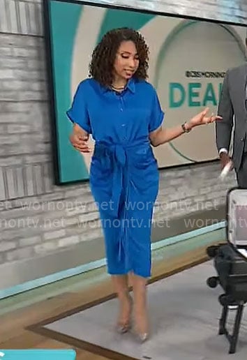Gabrielle Kerr’s blue shirtdress on CBS Mornings