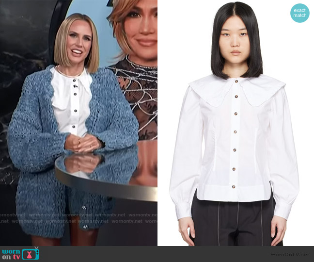Ganni White Frill Collar Shirt worn by Keltie Knight on E! News