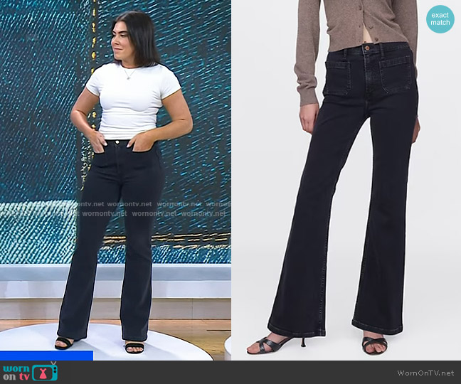 Gap High Rise '70s Flare Jeans in basic black worn by Katie Stilo on Today
