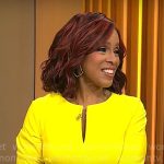 Gayle King’s yellow split-neck dress on CBS Mornings