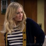 Gemma’s striped tank top and cardigan with yellow trims on The Neighborhood