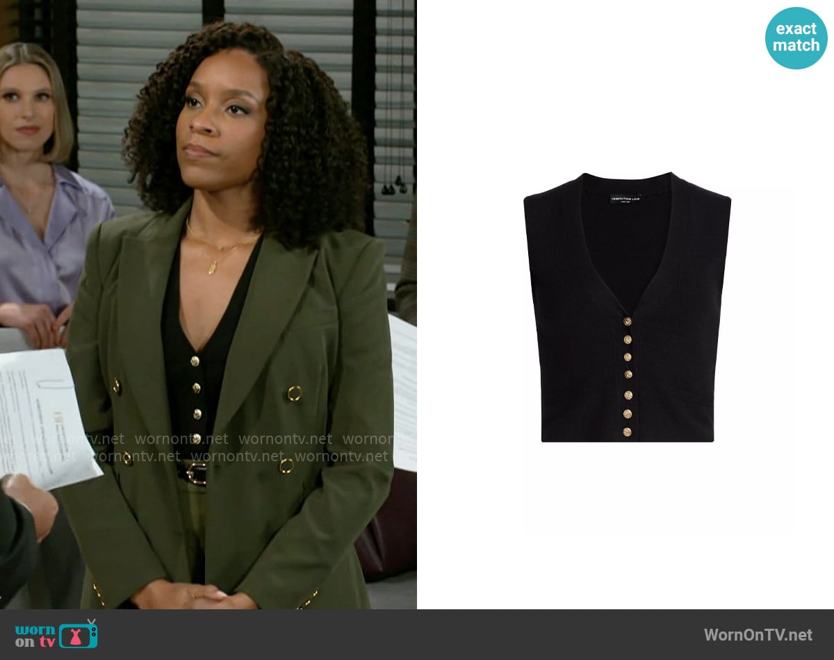 Generation Love Mailan Rib-Knit Vest worn by Naomi Hamilton Hawthorne (Arielle Prepetit) on Beyond the Gates