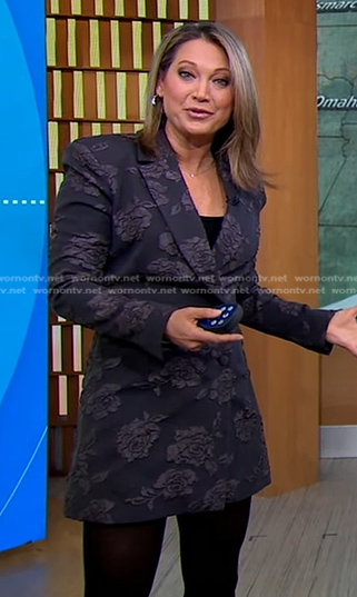 Ginger’s grey floral blazer dress on Good Morning America