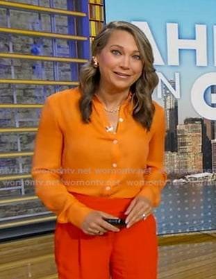 Ginger’s orange button down shirt on Good Morning America