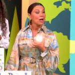Gretta Monahan’s printed belted utility dress on The View