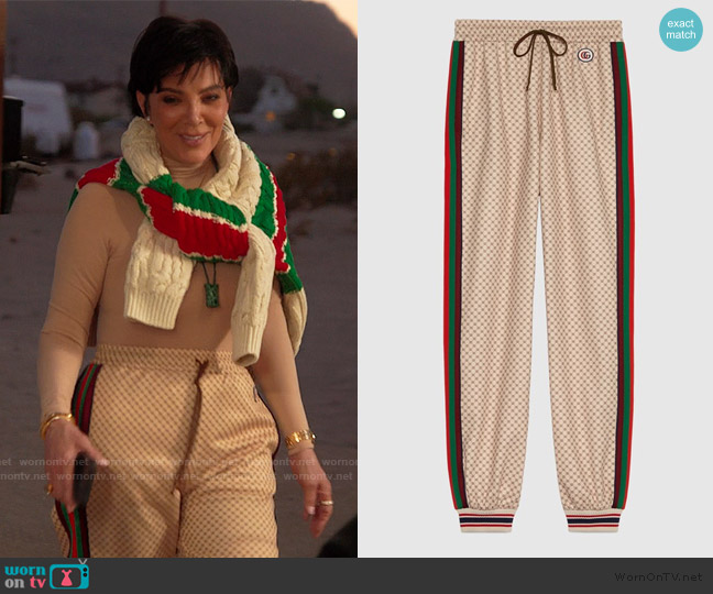 Gucci Interlocking G Print Jersey Trousers worn by Kris Jenner (Kris Jenner) on The Kardashians