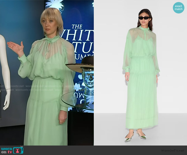 Gucci Silk Chiffon Creponne Top worn by Alex Bovaird on Access Hollywood