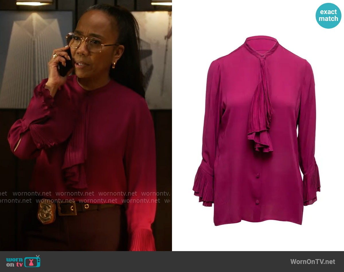Gucci Silk Ruffle Blouse worn by Amanda Wagner (Sonja Sohn) on Will Trent