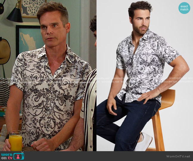 Guess Eco Floral Shirt worn by Leo Stark (Greg Rikaart) on Days of our Lives