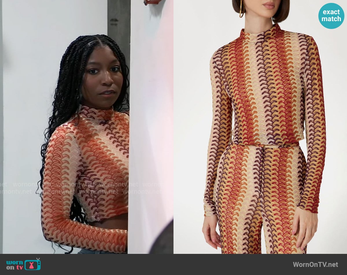 Guess Jacquard Knit Top worn by Trina Robinson (Tabyana Ali) on General Hospital