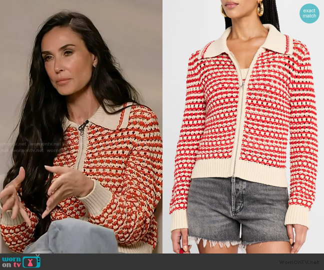 Guest in Residence Kirby Crochet Jacket worn by Demi Moore on Access Hollywood