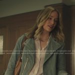 Beck’s lilac plaid shirt and suede moto jacket on You
