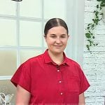 Hailee Catalano’s red short sleeve shirt on Today