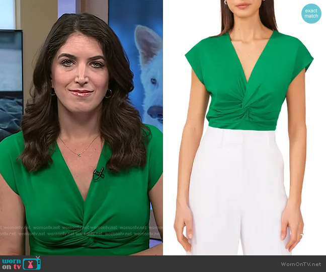 Halogen Twist Knit Top worn by Liz Kreutz on Today