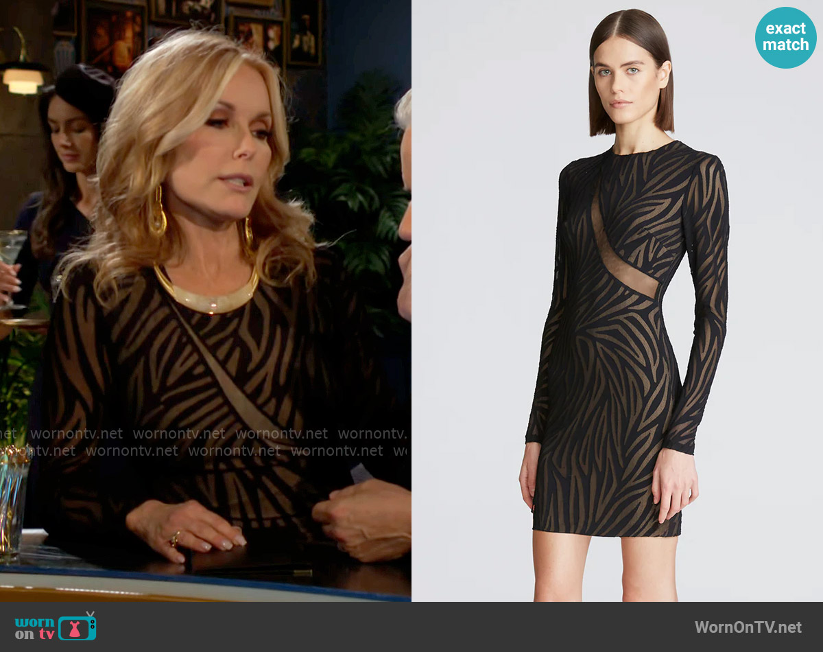 Halston Tatum Dress in Zebra Burnout worn by Lauren Fenmore (Tracey Bregman) on The Young and the Restless
