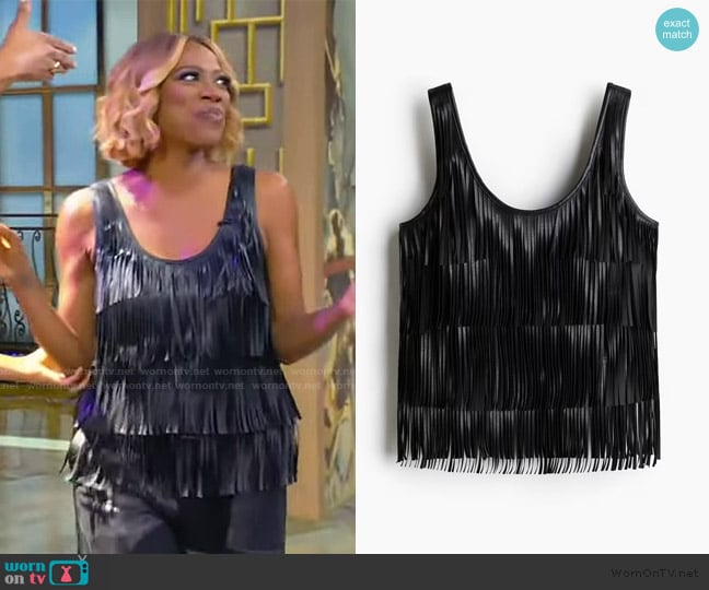 H&M Coated Fringed Tank Top worn by Yvonne Orji on Tamron Hall Show