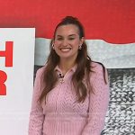 Hannah Berner’s pink pointelle zip sweater and skirt on Today