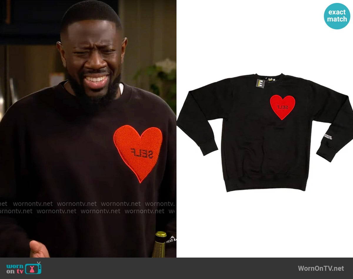 Head Attire Self Love Crewneck worn by Malcom (Sheaun McKinney) on The Neighborhood