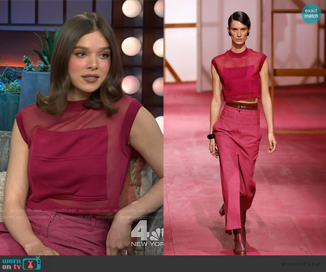 Hermes Top and Pants 2025 Spring Summer Collection worn by Hailee Steinfeld on The Kelly Clarkson Show