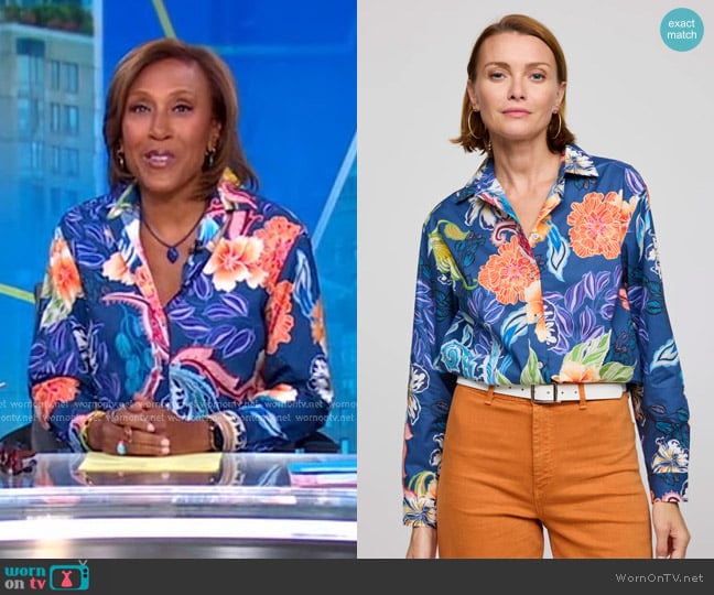 Hinson Wu Halsey Long Sleeve Oasis Print Shirt worn by Robin Roberts on Good Morning America