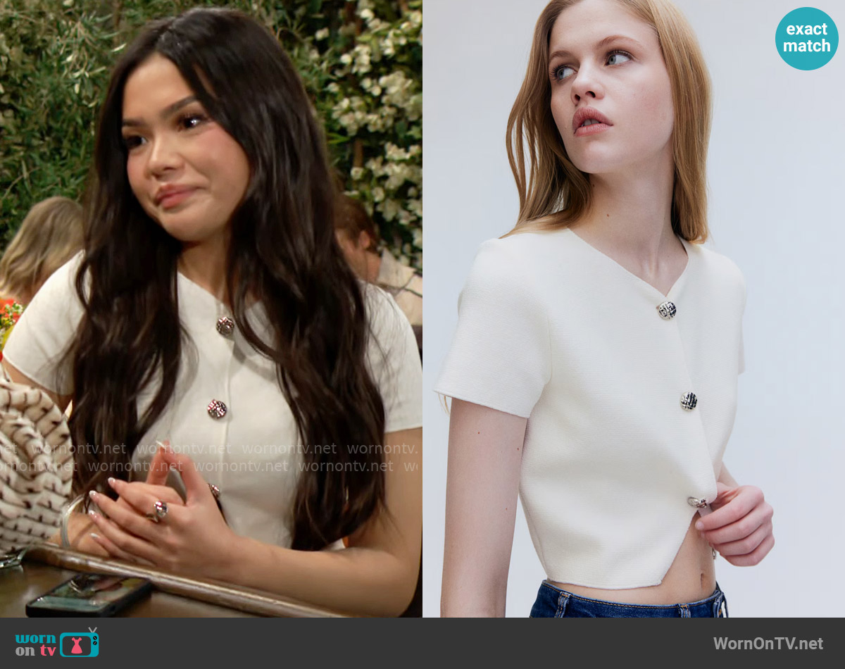 H&M Short-Sleeved Jersey Cardigan worn by Luna (Lisa Yamada) on The Bold and the Beautiful