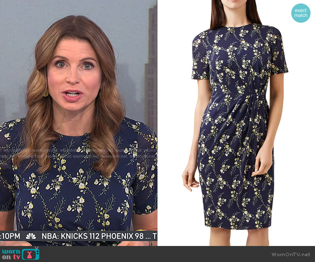 Hobbs Delilah Pleated Detail Sheath Dress worn by Jen Maxfield on Today