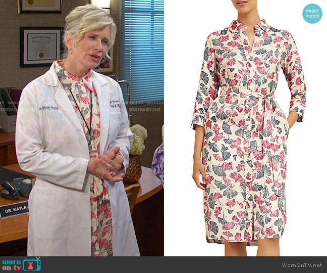 Hobbs Francis Printed Shirtdress in Cream Multi worn by Kayla Brady (Mary Beth Evans) on Days of our Lives