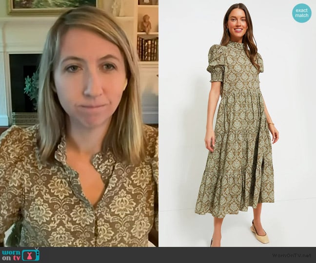 WornOnTV: Julia Ainsley's green floral print short sleeve dress on