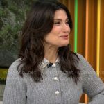 Idina Menzel’s grey cardigan on CBS Mornings