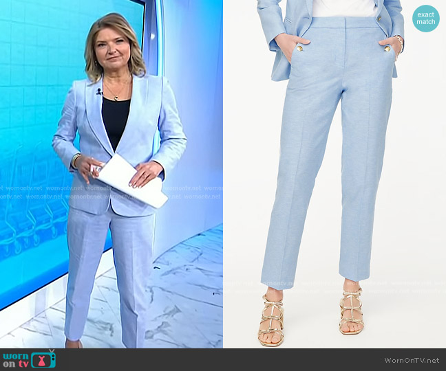 J. Crew Linen-blend Sailor Pant in Dusty Peri Ivory Linen worn by Christine Romans on Today
