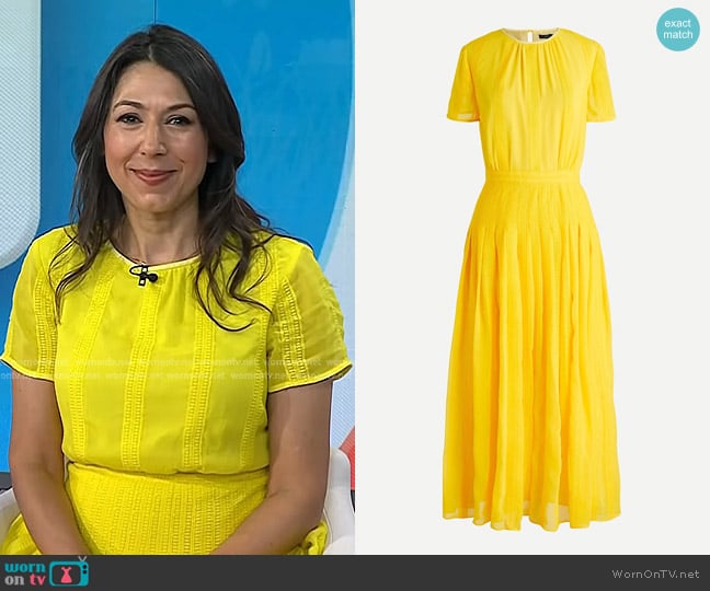 J. Crew Midi Dress in embroidered chiffon worn by Samantha Cassetty on Today