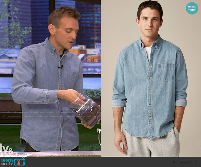 J. Crew Midweight denim workshirt worn by Kaleb Wyse on Live with Kelly and Mark