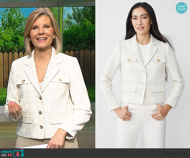 J. McLaughlin Claudie Tweed Jacket in Plaid worn by Kate Snow on NBC News Daily