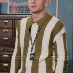Jacob’s green and white stripe knit sweater on Abbott Elementary