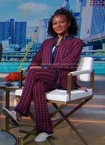 Janai’s plaid shirt and pant on Good Morning America