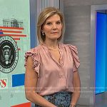 Kate’s pink ruffle top and blue floral skirt on NBC News Daily