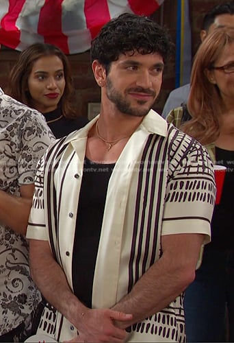 Javi’s ivory stripe print shirt on Days of our Lives