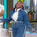 Jekalyn Carr’s denim embellished jacket and jeans on Tamron Hall Show