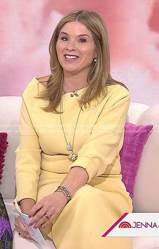 Jenna’s yellow off-shoulder knit dress on Today