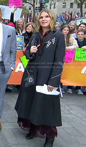 Jenna’s grey floral embroidered coat on Today