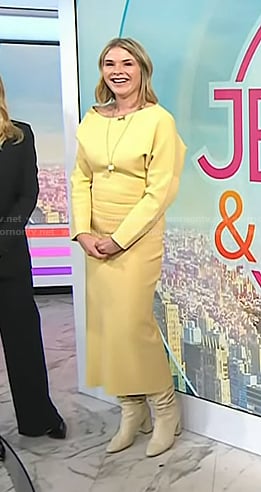 Jenna’s yellow off-shoulder knit dress on Today