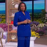 Jennifer’s blue double breasted blazer and pants on The Jennifer Hudson Show